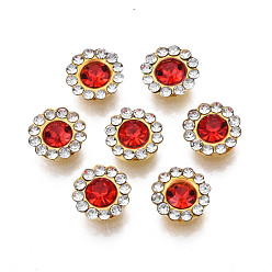 Светло-сиамский Шить на горный хрусталь, прозрачное стекло горный хрусталь, с настройками железного зубца, граненые, цветок, Light Siam, 9x4 мм, отверстие : 1.2 мм