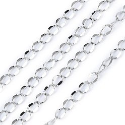 Платина Латунные цепочки для бордюров, витые цепочки, пайки, с катушкой, платина, 4x1 мм, около 164.04 футов (50 м) / рулон