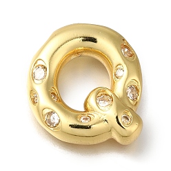 Letter Q Латунь с кубическим цирконием подвеской, без кадмия, без никеля и без свинца, Буква Q, Буква Q, 21x19.5x5.5 мм, отверстие : 4 мм