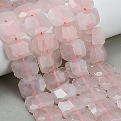 Розовый Кварц Природного розового кварца нитей бисера, прямоугольные, граненые, 15x20x6 мм, отверстие : 1.5 мм, около 25 шт / нитка, 14.96 дюйм (38 см)