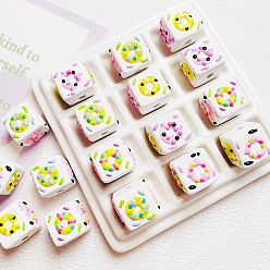 Белый Непрозрачные акриловые бусины, бусины ручной работы, квадратный, белые, 16x16 мм, отверстие : 3.5 мм