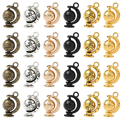 (52) Непрозрачная лаванда 36 шт. 6 цвета подвески из сплава теллуриона в тибетском стиле, вращающиеся подвески, без кадмия и без свинца, разноцветные, 18x12x9 мм, отверстие : 2.5 мм, 6 шт / цвет