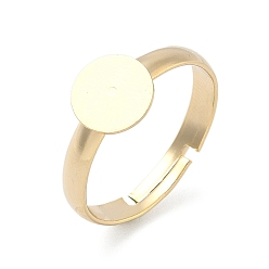 Настоящее золото 24K Регулируемая латунные настройки площадку кольцо, пустой плоский круглый поднос для колец, стойки покрытие, долговечный, без свинца и без кадмия, реальный 24 k позолоченный, лоток : 8 мм, 3 мм, размер США 7 1/4 (17.5 мм)