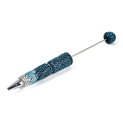 Синий Циркон Железная ручка из бисера, шариковая ручка, с полимерной глиной горный хрусталь, для индивидуальной ручки с ювелирными бусинами, случайная подложка, синий циркон, 149x16 мм