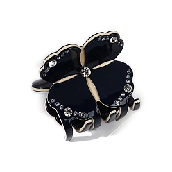 Черный Заколки-клочья из ацетата целлюлозы со стразами, клевер, чёрные, 45 мм