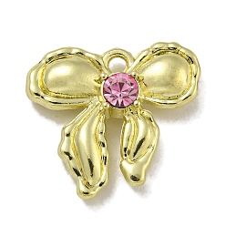 Роза Стойки обшивки кулон сплава, со стразами, без свинца и без кадмия, бантом, золотые, роза, 13.5x15x4 мм, отверстие : 1.4 мм