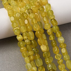Olive Jade Натуральный корея оливковый нефрит самородки бусины нити, упавший камень, 5~8x4~6x4~6 мм, отверстие : 1 мм, около 72~75 шт / нитка, 15.35'' (39 см)