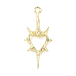 Золотой Большие сплавочные подвески, формы сердца, стойки покрытие, золотые, 50.5x22x5.5 мм, отверстие : 3 мм