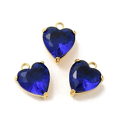 Капри Синий 304 Подвески из нержавеющей стали со стразами, ионное покрытие (IP), сердце, Капри синий, 13.5x10.5x7 мм, отверстие : 1.6 мм