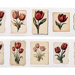 Красный Бумажные наклейки с картинками, цветочные декоративные наклейки, красные, 40~43x29~32 мм, 250шт / рулон