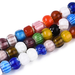 Разноцветный Handmade millefiori lampwork beads strands, рондель, красочный, 8x5.5~6 мм, отверстие : 1.2 мм, около 64~65 шт / нитка, 15.35~15.94'' (39~40.5 см)