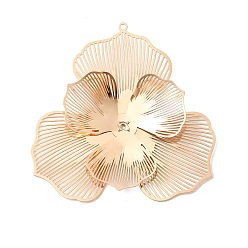 Light Gold Железа филигранные подвески, двухслойный цветочный кулон, золотой свет, 50x50x5 мм, отверстие : 1.2 мм
