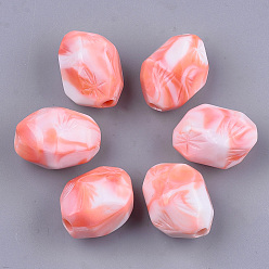 Orangerosa Acryl-Perlen, Nachahmung Edelstein-Stil, Ton zwei, Nuggets, Orangerosa, 20.5x17x13.5 mm, Bohrung: 3 mm, ca. 195 Stk. / 500 g
