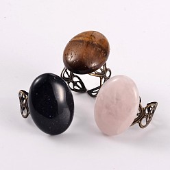 Antik Bronze Antike Bronze überzog gemischte einstellbar Messing Edelstein Manschettenringe, offene Ringe, 19 mm