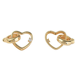 Real 18K Gold Plated Brass Micro Pave Cubic Zirconia Fold Over Clasps, Nickel Free, Heart, Real 18K Gold Plated, 26mm, Hole: 1.5mm