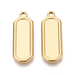 Настоящее золото 18K 304 Настройки кабошон из нержавеющей стали кулон, полигон прелести, ионное покрытие (ip), реальный 18 k позолоченный, 28x10.5x2 мм, отверстие : 1.8 мм, лоток : 22x6.5 мм