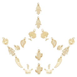 Echt 18 k vergoldet 18Stk 9 Stile Legierung Anhänger pendant, langlebig überzogen, mit Ringe springen, Mischformen, echt 18 k vergoldet, 2 Stück / Stil