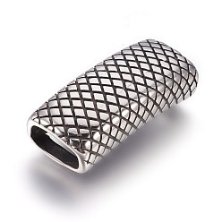 Античное Серебро 304 из нержавеющей стали слайд прелести, прямоугольные, античное серебро, 38x16x10 мм, отверстие : 7x13 мм