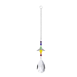 Teardrop Crystal Glass Sun Catcher Pendant, Rainbow Maker, DIY Garden & Home Decoration, Teardrop, 285mm