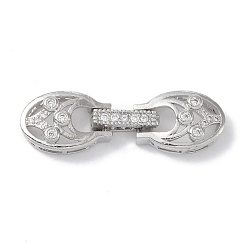 Платина Реечное покрытие латунь микро паве прозрачный кубический цирконий складные застежки, без кадмия и без свинца, долговечный, платина, 33 мм, застежка : 14.5x10x5 mm