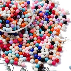 Разноцветный Непрозрачные акриловые бусины, круглые, красочный, 5~5.5x5.5~5.8x5.5~5.8 мм, отверстие : 1.5 мм