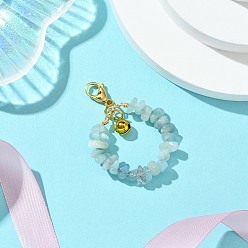 Аквамарин Подвеска из натурального аквамарина, с 304 карабинами из нержавеющей стали и латунным колокольчиком, 57 мм