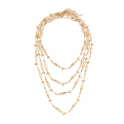 Golden Ocean Alloy Fish Link Chain Multi Layered Necklaces for Women, Golden, 27.76 inch(70.5cm), 4pcs/set 