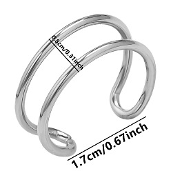 Нержавеющая Сталь Цвет Кольца-манжеты из нержавеющей стали для женщин, двухслойные дизайнерские кольца, цвет нержавеющей стали, 8 мм, внутренний диаметр: 17 мм