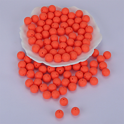 Light Salmon Round Silicone Focal Beads, Chewing Beads For Teethers, DIY Nursing Necklaces Making, Light Salmon, 15mm, Hole: 2mm