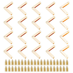 Light Gold 20наборы из цинкового сплава, декоративная фурнитура для кошелька с пряжкой, защита углов сумки, с железными винтами, l-образный, золотой свет, 4.2x4.2x0.6 см