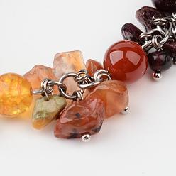 Mixed Stone Chakra Gemstone Bracelets, with Alloy Toggel Clasp and Brass Findings, 7-5/8 inch(19.5cm)