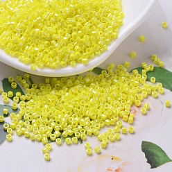 (DBS0160) Opaque Yellow AB MIYUKI Delica Beads Small, Cylinder, Japanese Seed Beads, 15/0, (DBS0160) Opaque Yellow AB, 1.1x1.3mm, Hole: 0.7mm, about 35000pcs/bag, 100g/bag