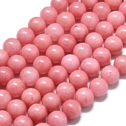 Фламинго Натуральный Malaysia нефритовые бусы пряди, окрашенная и подогревом, круглые, фламинго, 8~8.5 мм, отверстие : 1.2 мм, около 48 шт / нитка, 14.96 дюйм (38 см)