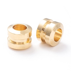 Настоящее золото 24K Латунные бусины, долговечный, колонка, реальный 24 k позолоченный, 5x4 мм, отверстие : 2.5 мм