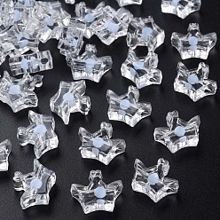 Light Sky Blue Transparent Acrylic Beads, Bead in Bead, Crown, Light Sky Blue, 14x17.5x7mm, Hole: 2mm, about 581pcs/500g