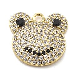 Настоящее золото 18K Латунные микро проложить кубического циркония подвески, лягушка, без свинца и без кадмия, долговечный, реальный 18 k позолоченный, 20.5x21x4 мм, отверстие : 2 мм