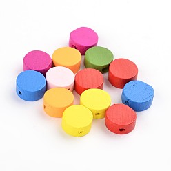 (52) Непрозрачная лаванда Природных шарики древесины, окрашенные, без свинца, плоско-круглые, разноцветные, диаметром около 13 мм , толщиной 5 мм , отверстие : 2 мм, Около 1350 шт / 500 г