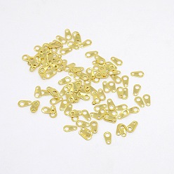 Golden Brass Chain Tabs, Chain Extender Connectors, Golden, 7x3.9mm, Hole: 1mm