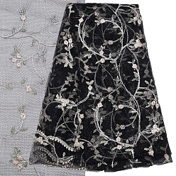 Черный Вышивка цветочным узором отделка полиэстером, для платья своими руками, костюм, скатерть, ремесла занавес, домашний винтажный декор, чёрные, 136 см