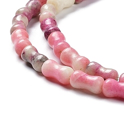 Pink Natural Quartz Beads Strands, Dyed, Bone, Pink, 10x5mm, Hole: 0.6mm, about 41pcs/strand, 15.75~16.14 inch(40~41cm)