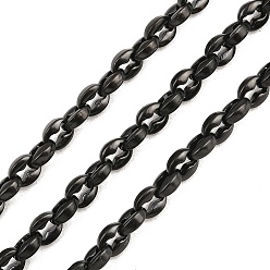 Черный 304 звеньевые цепи из кофейных зерен из нержавеющей стали, с катушкой, ионное покрытие (ip), несварные, чёрные, 6x5x2 мм