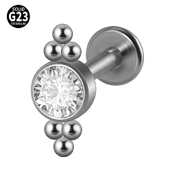 Плоский Круглый G23 титановые безрезьбовые лабреты, со стразами для женщин, цвет нержавеющей стали, плоско-круглые, 6 мм