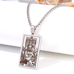 Нержавеющая Сталь Цвет Ретро хип-хоп 304 ожерелья с подвесками таро из нержавеющей стали для мужчин, цвет нержавеющей стали, 24.02 дюйм (61 см)