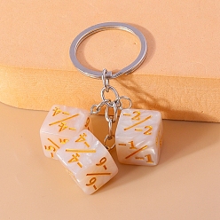 Seashell Color Matel and Plastic Dice Keychain, Seashell Color, 8cm