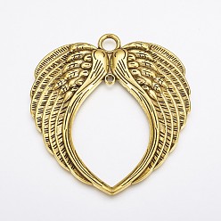 Античное Золото Тибетский стиль сплава крыла крупные кулоны, без свинца и без кадмия, античное золото , 73x69x4 мм, отверстие : 2~6 мм