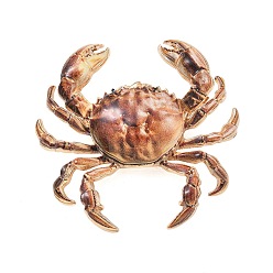 Brown Crab Printed Alloy Lapel Pins for Backpack Clothes, Golden, Brown, 53x55.5mm