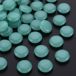Mittlerer Aquamarin Nachahmung Gelee Acrylperlen, Flachrund, mittlerer Aquamarin, 12x5 mm, Bohrung: 1.4 mm, ca. 1110 Stk. / 500 g