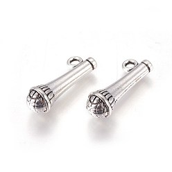 Античное Серебро Тибетский стиль сплава цинка подвески, микрофон, античное серебро, 21x8.5x7 мм, отверстие : 1.6 мм