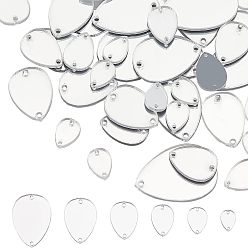 Crystal 52Pcs 6 Style Acrylic Sew on Rhinestone, Acrylic Mirror, Two Holes, Garments Accessories, Teardrop, Crystal, 14~35x10~25mm
