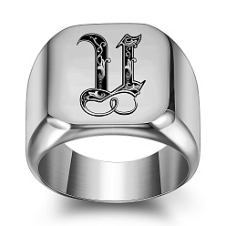 Letter U 304 из нержавеющей стали кольца палец для мужчин, цвет нержавеющей стали, Буква U, размер США 10 (19.8 мм)